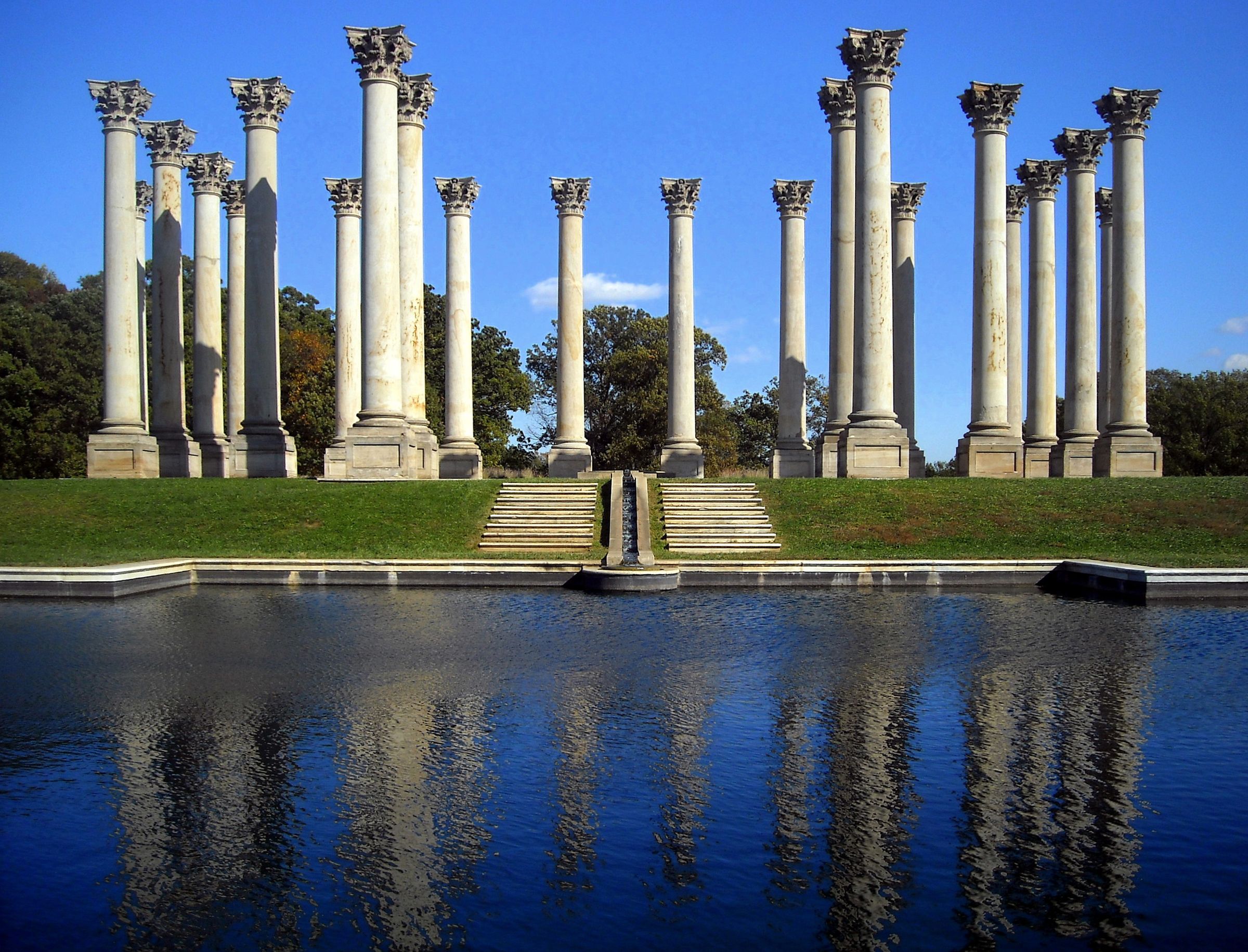 The National Capitol Columns and reflecting pool at the United States National Arboretum, Washington, D.C.